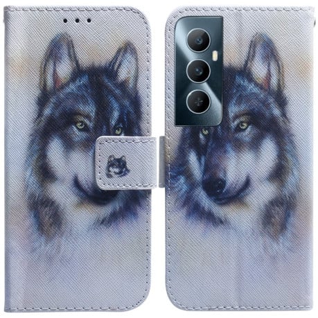 Чехол-книжка Coloured Drawing для Realme C65 4G - Wolf