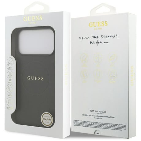 Оригинальный чехол Guess Grained Ring с MagSafe на iPhone 17 Pro Max - black