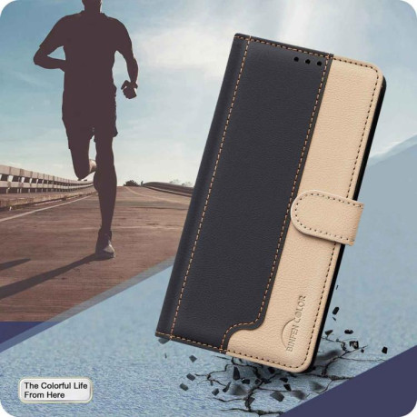 Чехол-книжка Color Matching RFID Anti-theft Leather для на Samsung Galaxy M16 5G / F16 5G - черный
