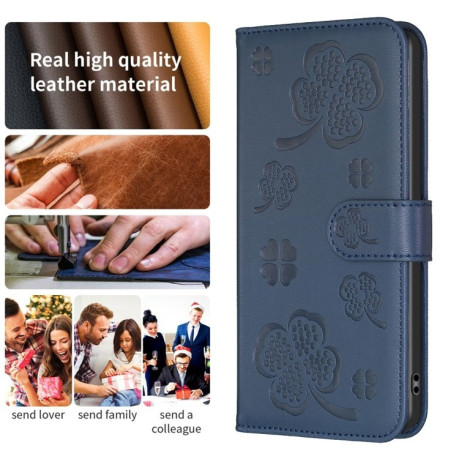 Чохол-книжка Four-leaf Clasp Embossed для Samsung Galaxy S24 FE 5G - синій