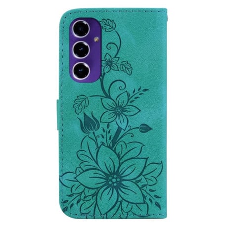 Чехол-книжка Lily Embossed Leather для Samsung Galaxy S24 FE 5G - зеленый