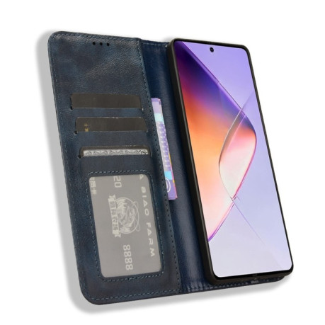 Чехол-книжка Magnetic Buckle Retro Crazy Horse Texture на Infinix Note 40 4G - синий