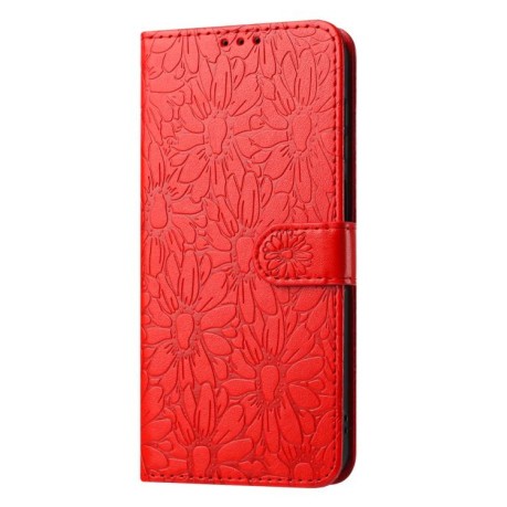 Чехол-книжка Daisy Embossed Leather для Samsung Galaxy F16 5G / M16 5G - красный