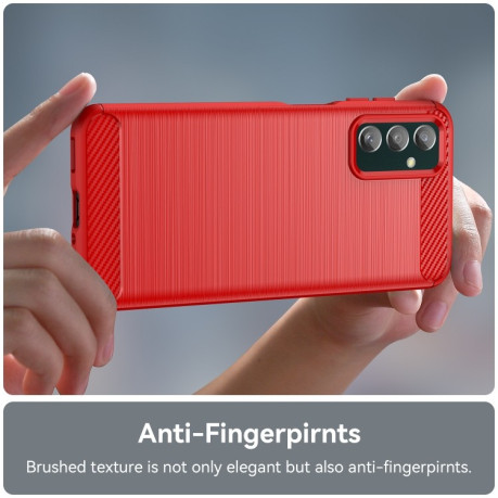 Протиударний чохол Brushed Texture Carbon Fiber Samsung Galaxy M13 - червоний
