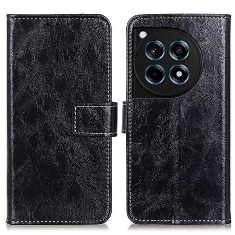 Чехол-книжка Magnetic Retro Crazy Horse Texture на OnePlus 12R/Ace 3 - черный