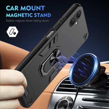 Ударозащитный чехол Metal Ring Holder для Samsung Galaxy A07 4G - черный