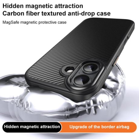 Противоударный чехол Kevlar Fiber с MagSafe на iPhone 17 - черный