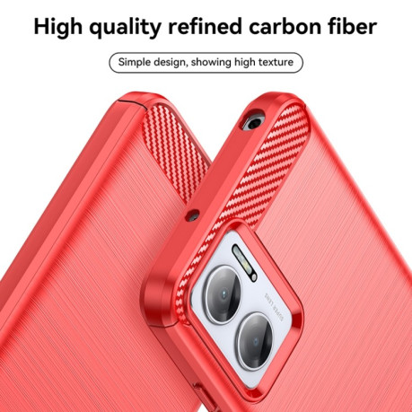 Противоударный чехол Brushed Texture Carbon Fiber на Xiaomi Redmi Note 11E/Redme 10 5G - красный