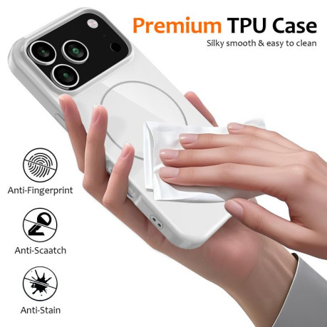 Противоударный чехол Glossy TPU Shockproof MagSafe на iPhone 17 Pro - белый