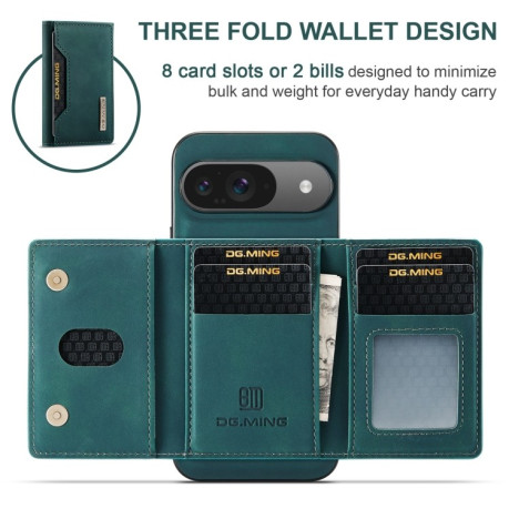 Чехол DG.MING M2 Series 3-Fold Multi Card Bag + Magnetic для Google Pixel 9/9 Pro - зеленый