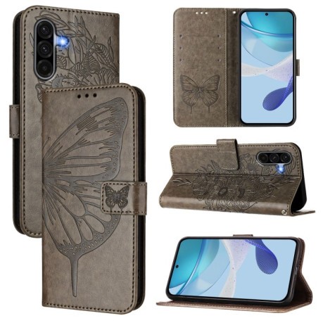 Чохол-книжка Embossed Butterfly  для Samsung Galaxy A56 5G - сірий