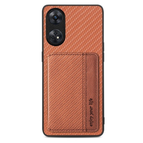 Противоударный чехол Carbon Fiber Card Bag для OPPO Reno8 T 4G - коричневый