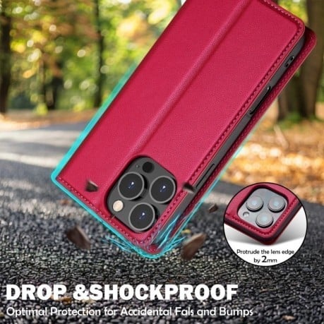 Чохол-книжка LCIMEEKE LC-001 Series для iPhone 16 Pro - червоний