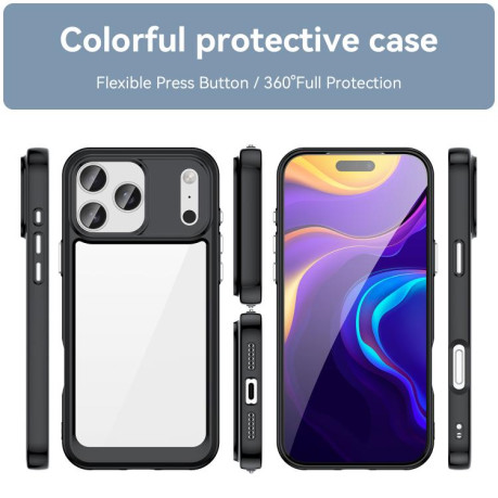 Противоударный чехол Colorful Acrylic Series для iPhone 17 Pro Max - черный
