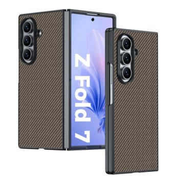 Противоударный чехол Carbon Fiber Texture Printing для Samsung Galaxy Fold 7 - золотой