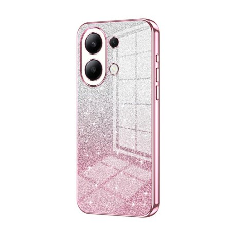Ударозащитный чехол Gradient Glitter Powder Electroplated на Xiaomi Redmi Note 13 4G - розовый