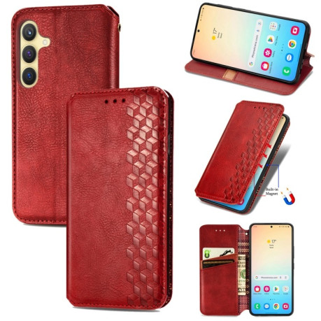 Чехол-книжка Cubic Grid для Samsung Galaxy S25+ 5G - красный