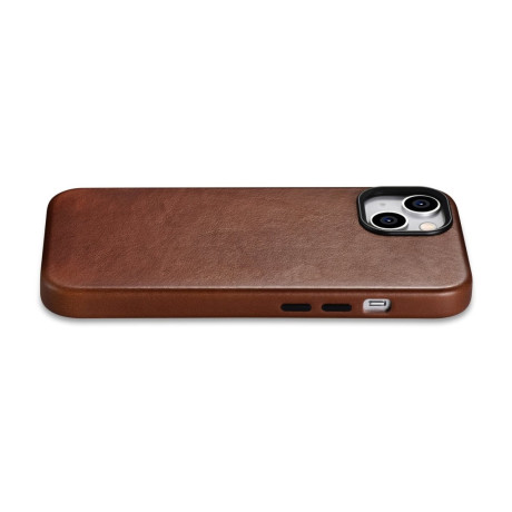 Кожаный чехол iCarer Leather Oil Wax (MagSafe) для iPhone 14/13 - коричневый