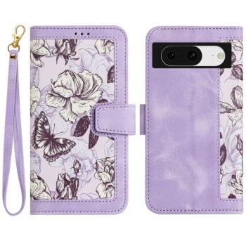 Чохол-книжка Floral Pattern Leather для Google Pixel 8a - фіолетовий