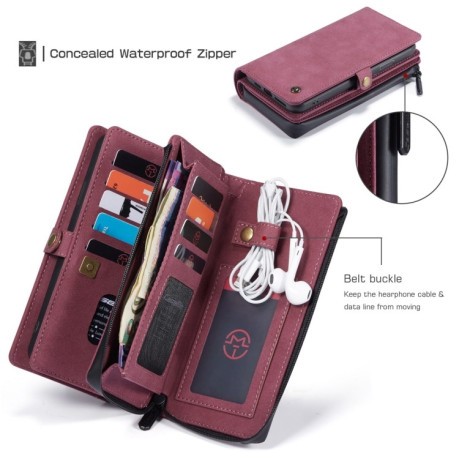 Шкіряний чохол-гаманець CaseMe 018 на iPhone 11 - винно-червоний