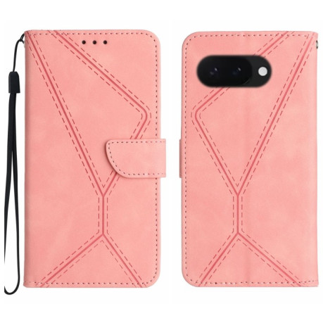 Чохол-книжка Stitching Embossed Leather для Google Pixel 9a - рожевий