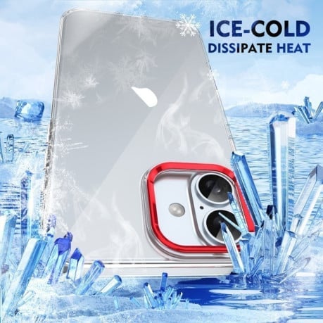 Противоударный чехол Ice Feel HD Transparent PC Full Coverage для iPhone 16 Plus - красный