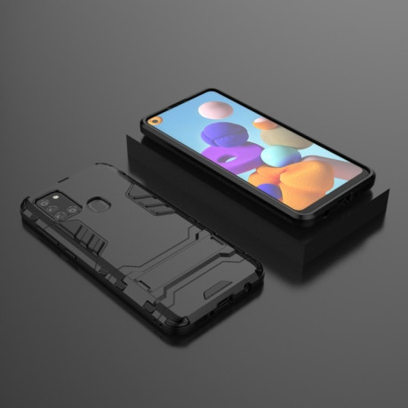 Противоударный чехол Invisible Holder на Samsung Galaxy A21s - черный
