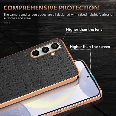 Чехол AZNS Electroplated Frame Crocodile Texture на Samsung Galaxy A36 - синий