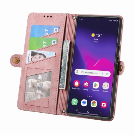 Чехол-книжка Geometric Embossed для Samsung Galaxy S24 Ultra 5G - розовый