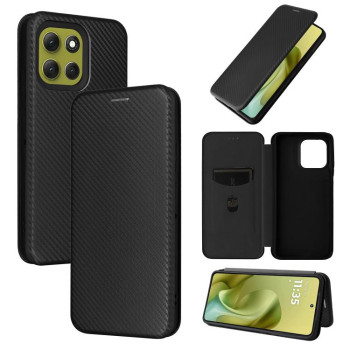 Чехол-книжка Carbon Fiber Texture на Motorola Moto G86 5G - черный