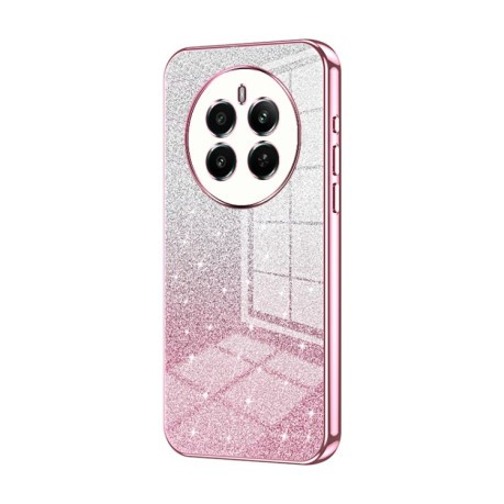 Ударозащитный чехол Gradient Glitter Powder Electroplated на Realme 12+ - розовый