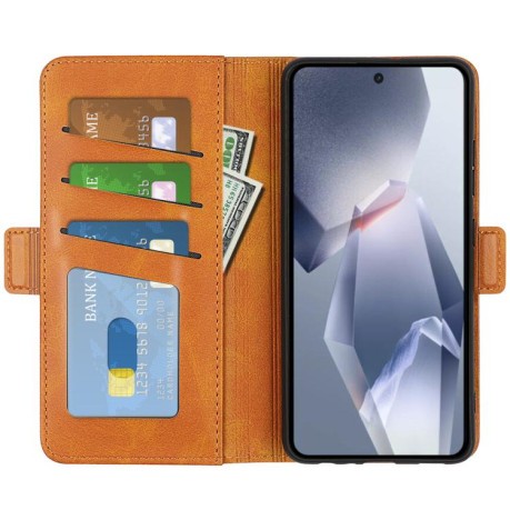 Чехол-книжка Dual-side Magnetic Buckle для OnePlus 13R/Ace 5/Ace 5 Pro - желтый