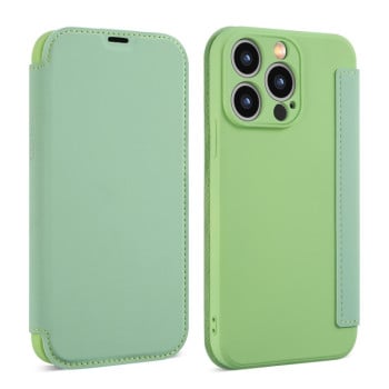 Чехол-книжка Liquid Skin Feel Leather для iPhone 16 Pro Max - светло-зеленый