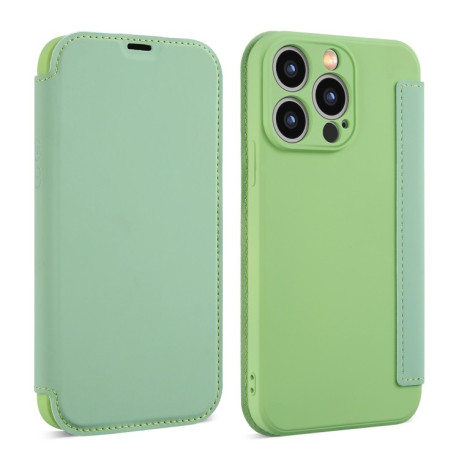 Чехол-книжка Liquid Skin Feel Leather для iPhone 16 Pro Max - светло-зеленый