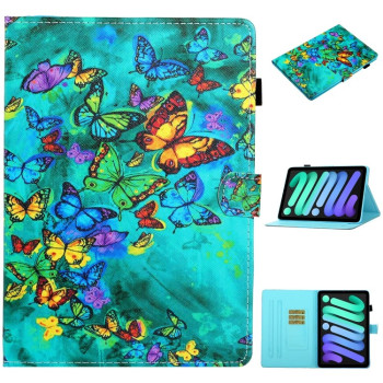 Чехол-книжка Coloured Drawing для iPad mini 7/ mini 6 - Green Butterfly