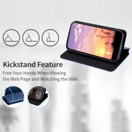 Чехол-книжка Cubic Grid Texture Flip Leather для Xiaomi Redmi Note 14 4G 164.84mm - синий