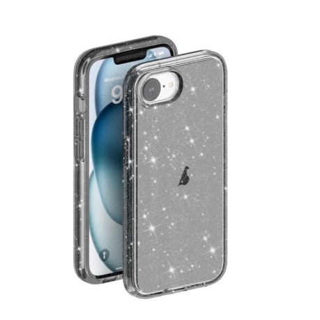 Противоударный чехол Terminator Style Glitter для iPhone 16e - черный