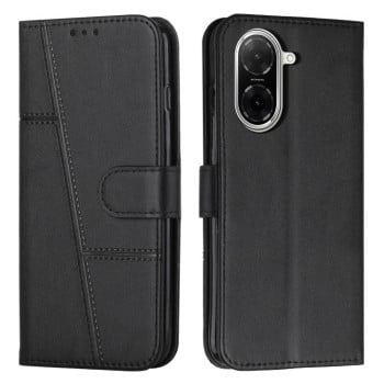 Чехол-книжка со строчкой и фактурой Calf на Xiaomi Redmi A5 4G 171.7mm / Poco C71 - черный