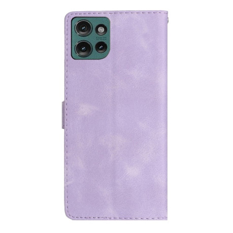 Чохол-книжка Flower Butterfly Embossing для Motorola Edge 50 5G - фіолетовий