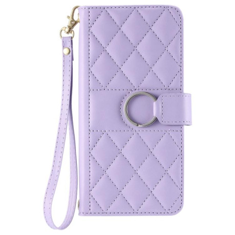 Чохол-книжка Ring Buckle Rhombic Leather для OPPO Reno13 Pro 5G - фіолетовий