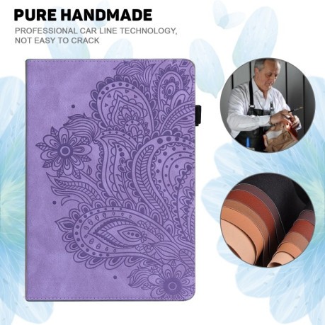 Чохол-книжка Embossed Tiger Pattern Leather для Xiaomi Redmi Pad SE 8.7 - фіолетовий