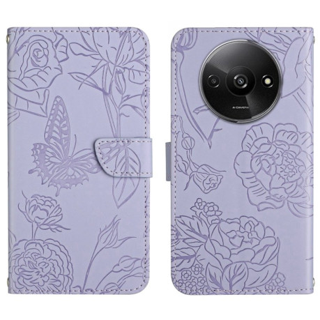 Чехол-книжка Skin Feel Butterfly Embossed для Xiaomi Redmi A3 - фиолетовый