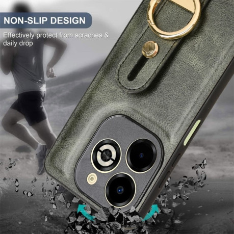 Противоударный чехол Wristband Leather Back для Infinix Smart 8 Plus / Smart 8 Pro - зеленый