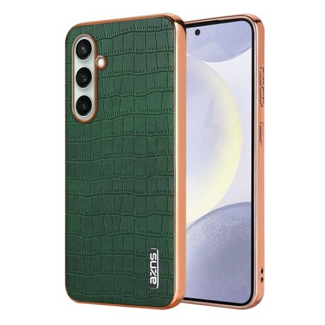 Чехол AZNS Electroplated Frame Crocodile Texture на Samsung Galaxy A36 - зеленый