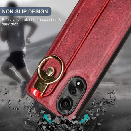 Протиударний чохол Wristband Leather Back для OPPO A78 4G - червоний