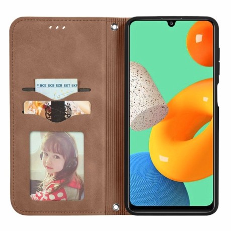 Чехол-книжка Retro Skin Feel Business Magnetic на Samsung Galaxy M32/A22 4G - коричневый