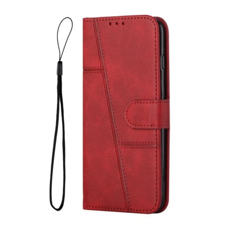 Чохол-книжка зі строчкою та фактурою Calf з магнітним хлястиком на Infinix Note 60 / 60 Pro 5G — червоний