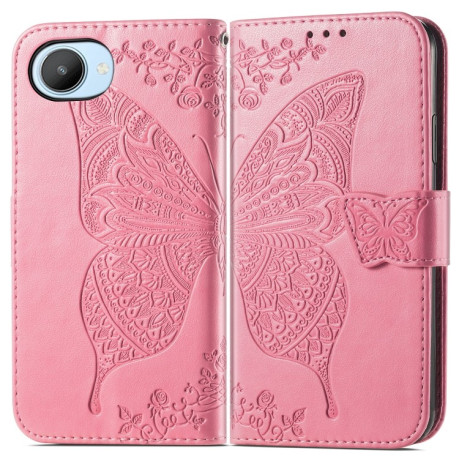 Чехол-книжка Butterfly Love Flower Embossed на Realme C30 - розовый