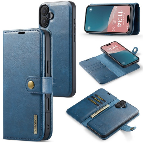 Чохол-книжка DGMING Crazy Horse Texture для iPhone 16 - синій