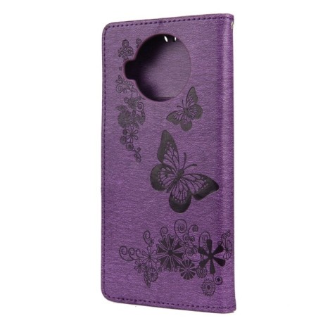 Чехол-книжка Butterflies Embossing на Xiaomi Mi 10T Lite - фиолетовый